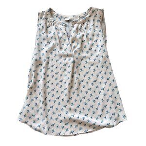 LOFT Petite Bird Print Sleeveless Blouse Size Petite XS
